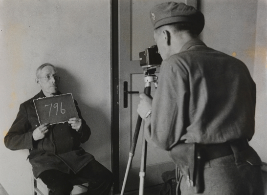 A detainee at a camp for German political prisoners is photographed, June 1945 © Planet News Ltd / Daily HeraldThis detainee, W Fischer, was held for the gross maltreatment of British Prisoners of War. 