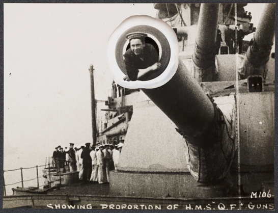 Showing proportion of HMS Queen Elizabeth's Guns, c. 1915, unknown photographer © National Media Museum, Bradford / SSPL. Creative Commons BY-NC-SA