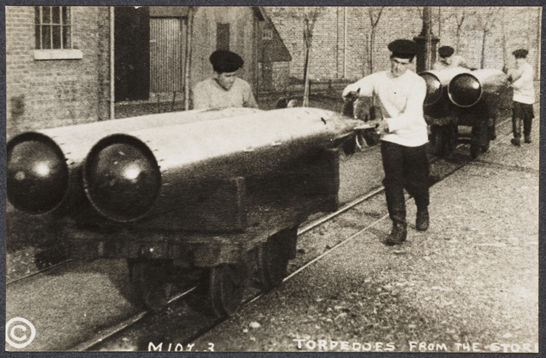 Torpedoes from the store, c. 1915, unknown photographer © National Media Museum, Bradford / SSPL. Creative Commons BY-NC-SA