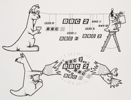 Graphic celebrating the launch of BBC2, 1963
