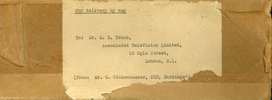 The cardboard box which contained the motor. (National Media Museum Collection)