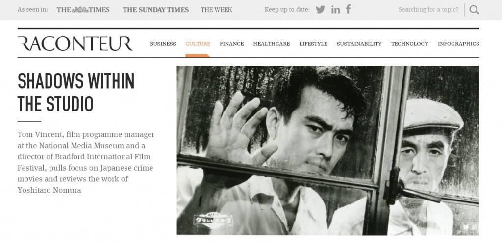 Screenshot of 'Shadows within the Studio' article on Raconteur website