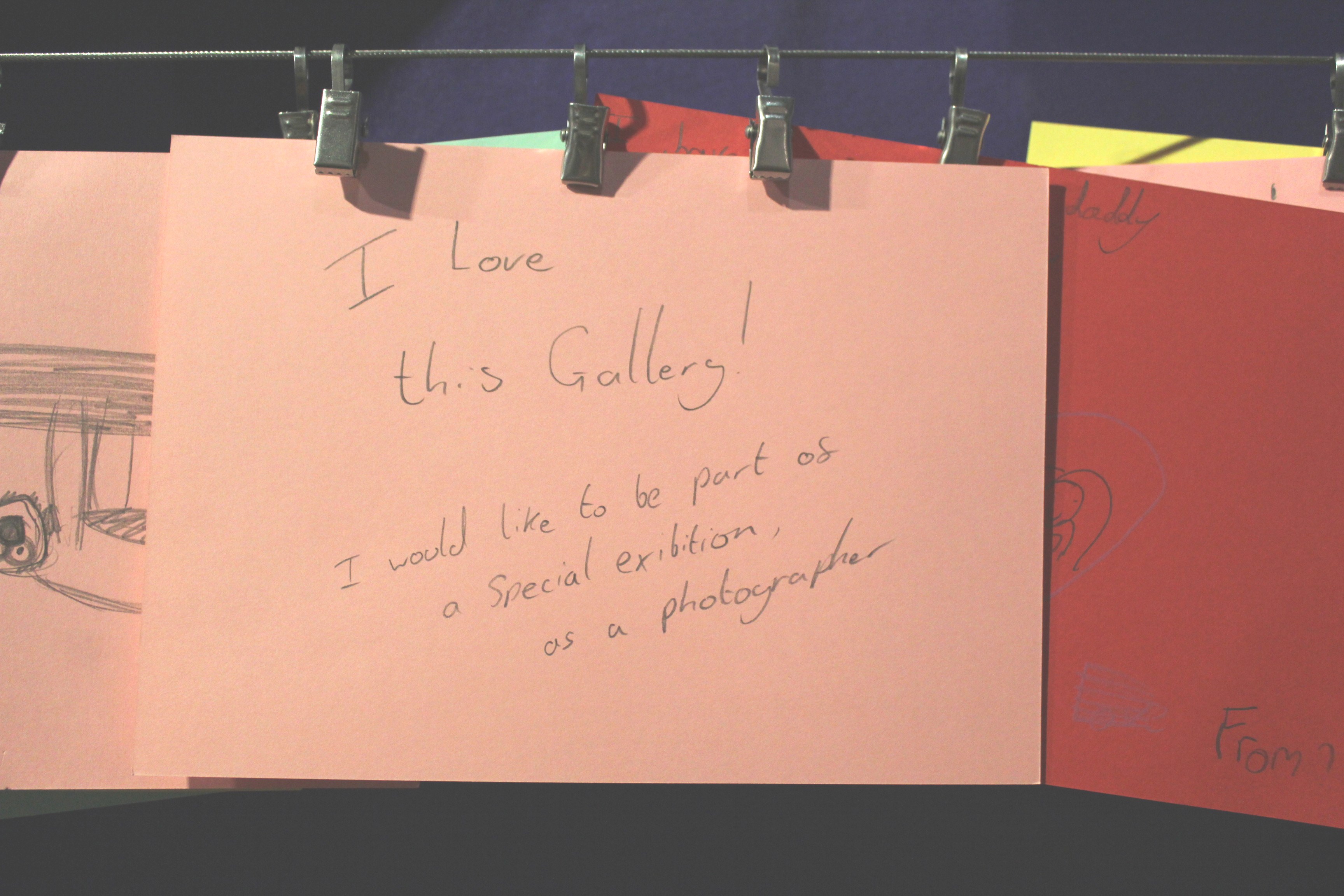 Handwritten card reading 