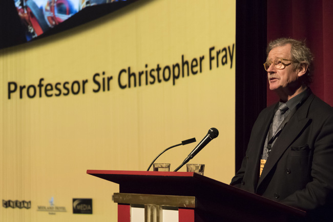 Sir Christopher Frayling introducing the Widescreen Weekend opening night screening of The Agony and The Ecstasy, October 2016.