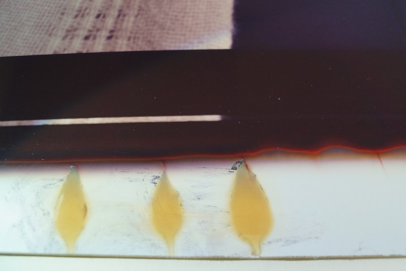 Visible staining along the edge of a 20x24 Polaroid