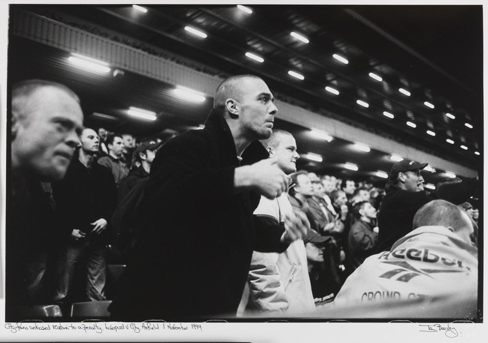 City fans unbiased reaction to a penalty. Liverpool v City, Anfield. 1 November 1999 © Ian Beesley National Science and Media Museum Collection