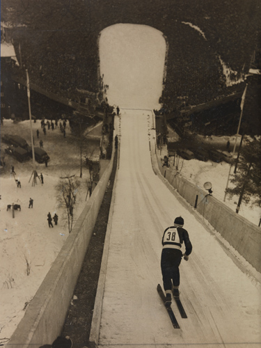 Skier's-eye view of the ski-jump at Holmekollen, near Oslo