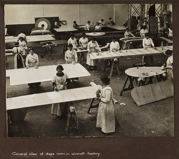 A dope room in an aircraft factory, 1915-1918