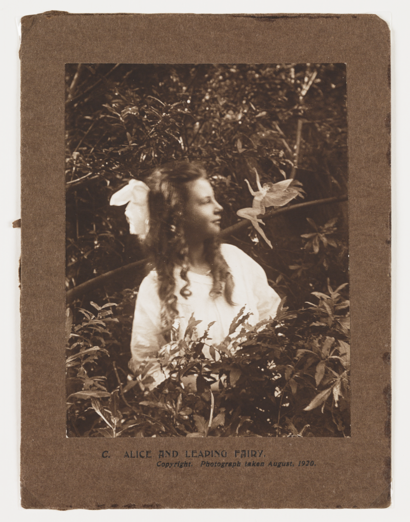 Gelatin silver chloride photograph of the `Cottingley Fairies' taken by Elsie Wright and Frances Griffiths: Alice & the Leaping Fairy, August 1920