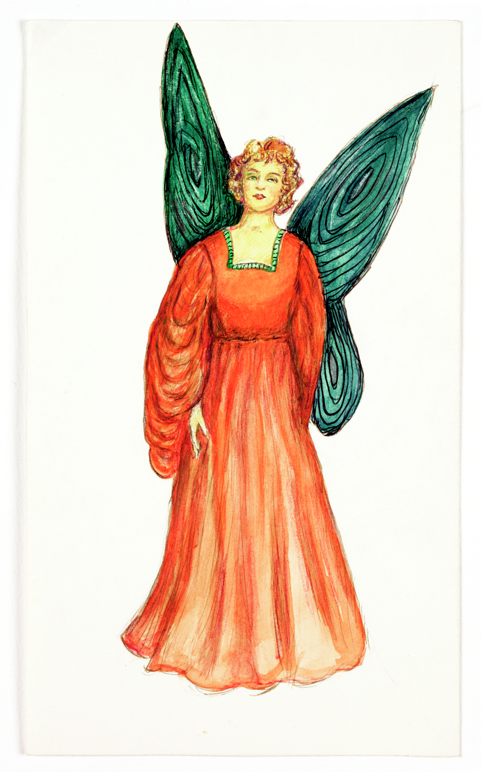 A colourful drawing of a fairy by Elsie Hill, nee Wright (1901-1988), about 1983.