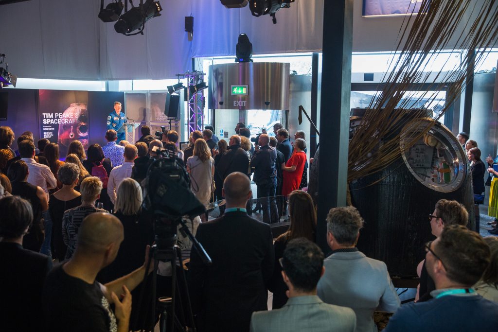Tim Peake addresses a crowd at the National Science and Media Museum