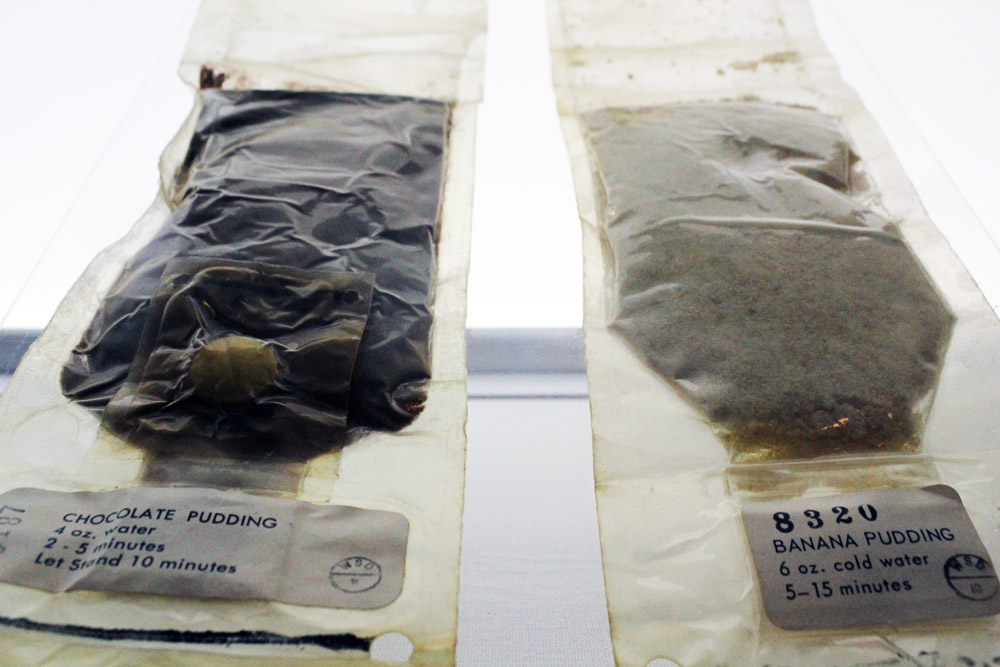 Chocolate pudding from Gemini 8, 1966, banana pudding from Apollo 8, 1968