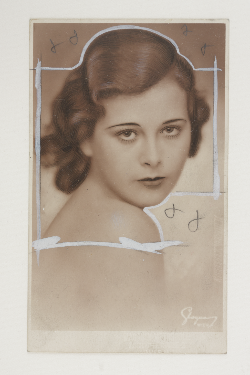 Postcard of actress Hedy Kiesler, later known as Hedy Lamarr. Taken in Vienna for Metropole magazine. Used 22 May 1933.