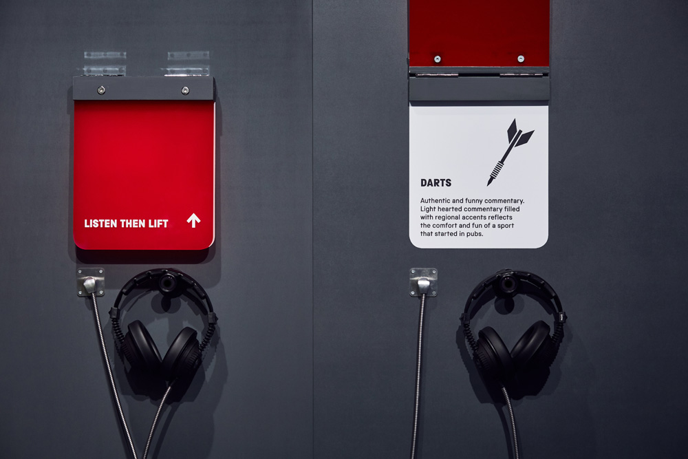 Close up detail of an interactive sports commentary display in Action Replay