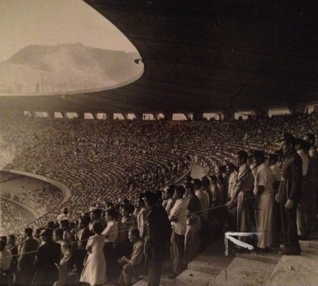 Photograph showing crowds watching England beat Chile in the 1950 World Cup, Rio de Janeiro