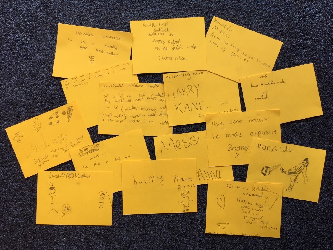 A large pile of Post-It Notes submitted as part of our Action Replay exhibition