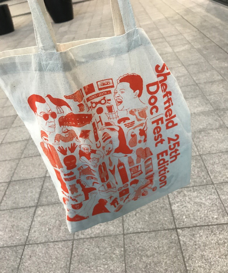 A Sheffield Doc/Fest branded tote bag
