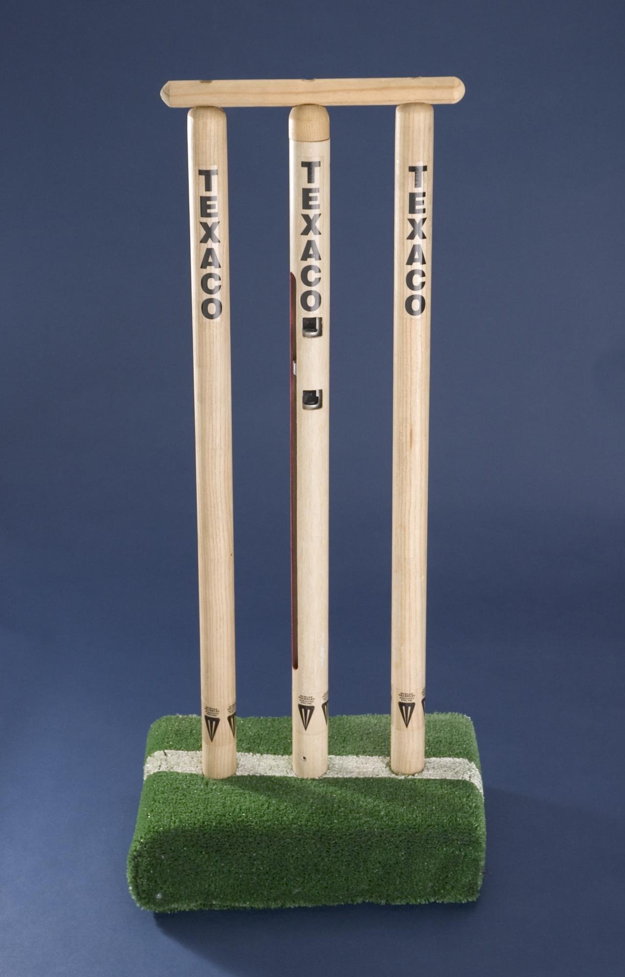 A camera shaped like a cricket stump, used to film cricket matches close-up