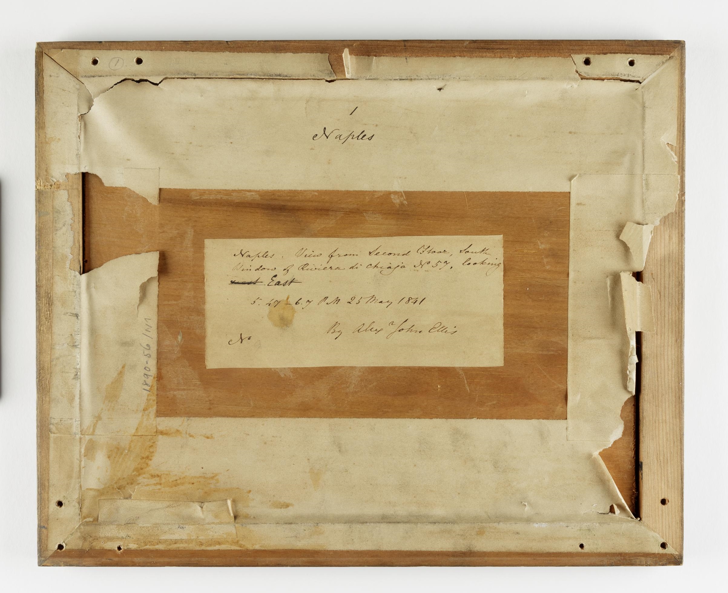 Daguerreptype, entitled "Naples, View from the second floor, South Window of Riveria di Chiaja No 57, looking East", taken by Alexander John Ellis on 25th May 1841