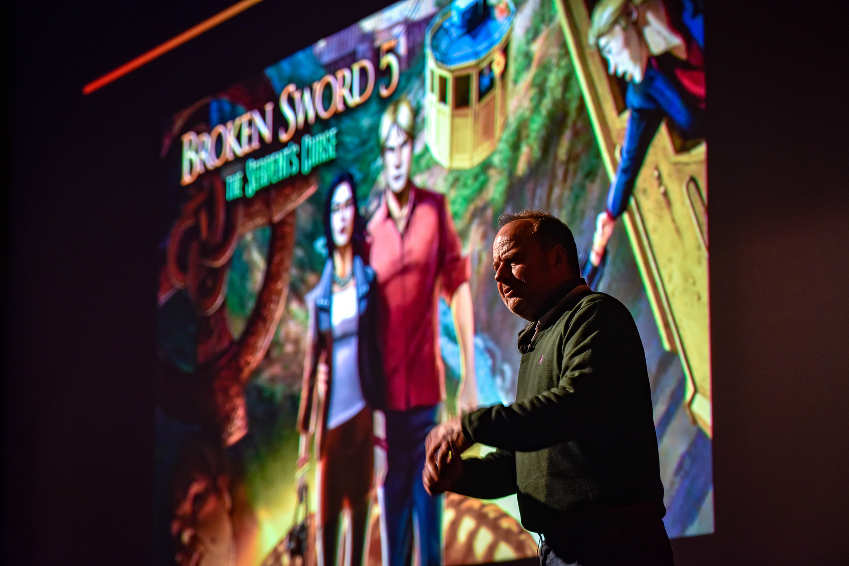 Charles Cecil on stage at Yorkshire Games Festival