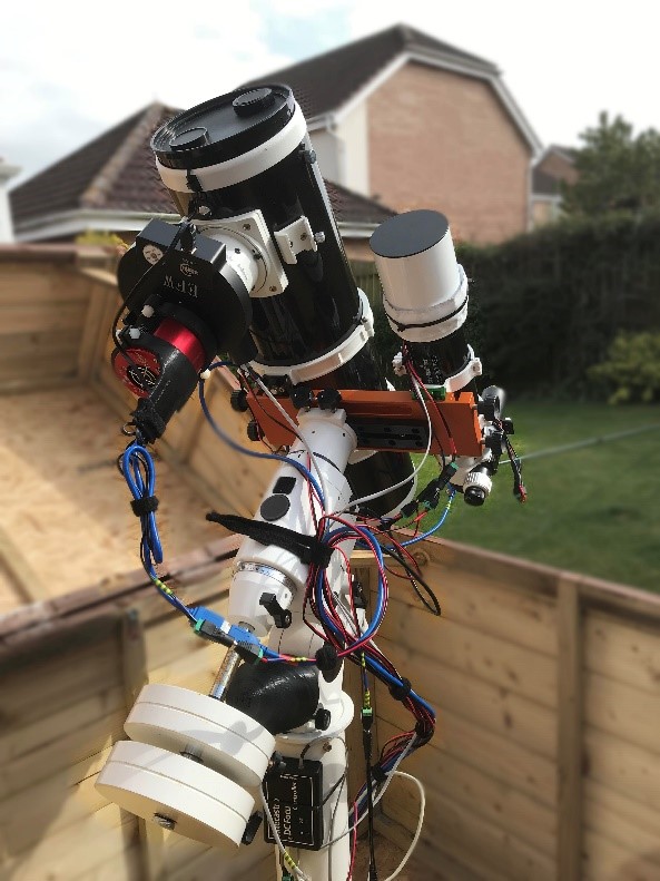 150mm diameter reflector telescope mounted on a HEQ5 equatorial mount