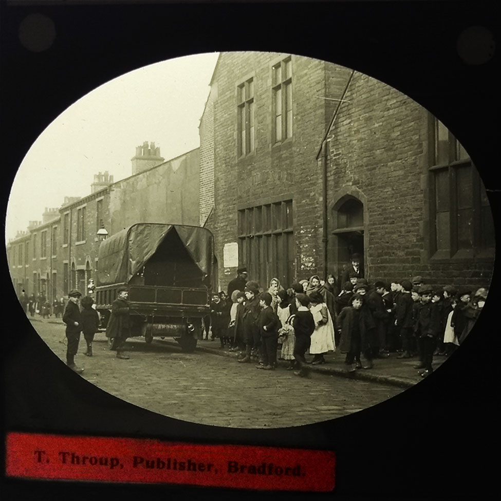 Food being delivered to a school dining room by a council lorry