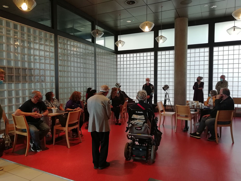 Museum visitors in cafe