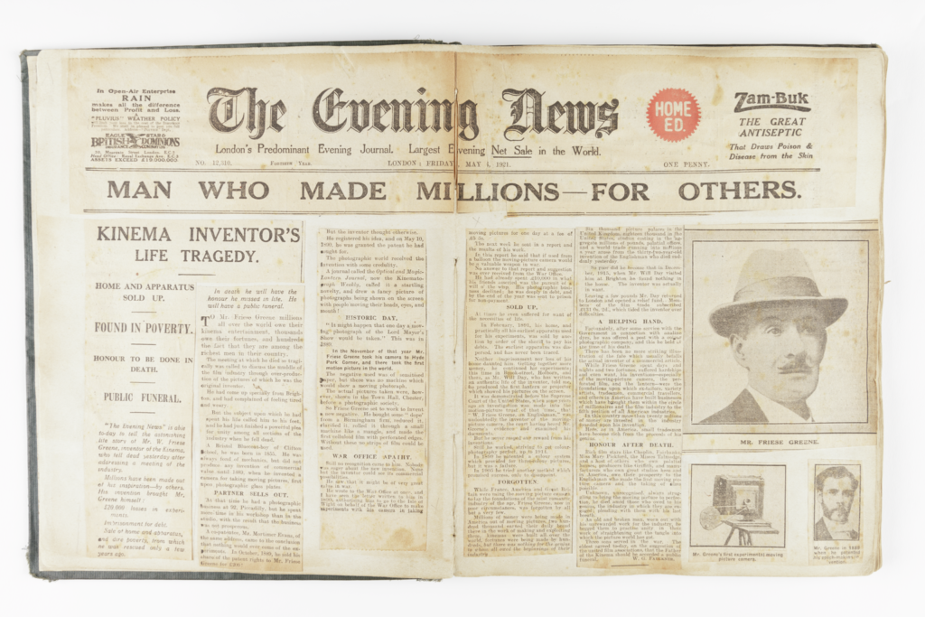 Newspaper cutting pasted into an album