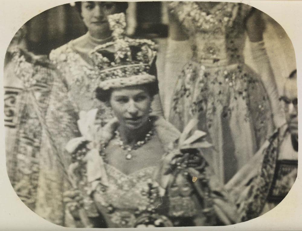 Photograph of the television coverage of the coronation of Queen Elizabeth II