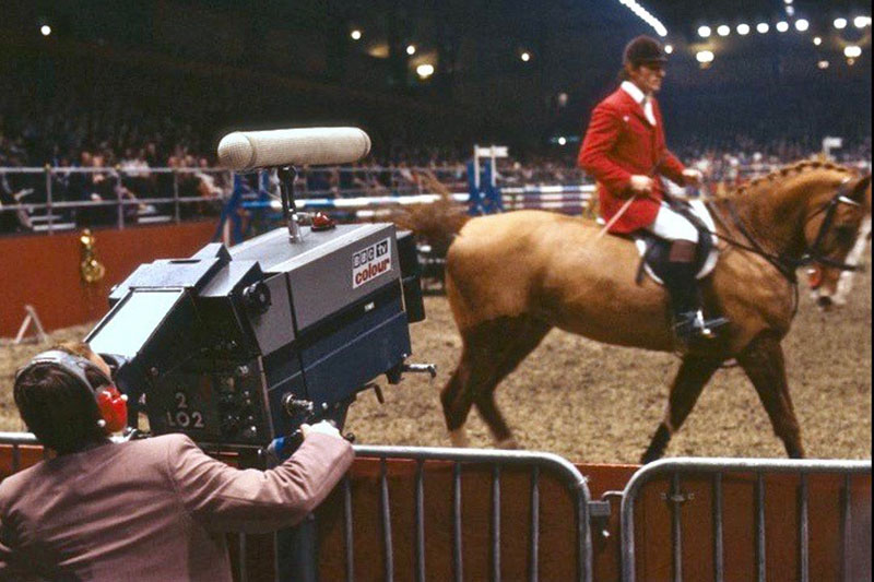 EMI 2001 television camera in use at a horse show