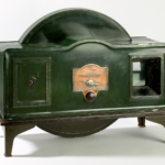 An early television set from the 1930s with a very small viewing screen