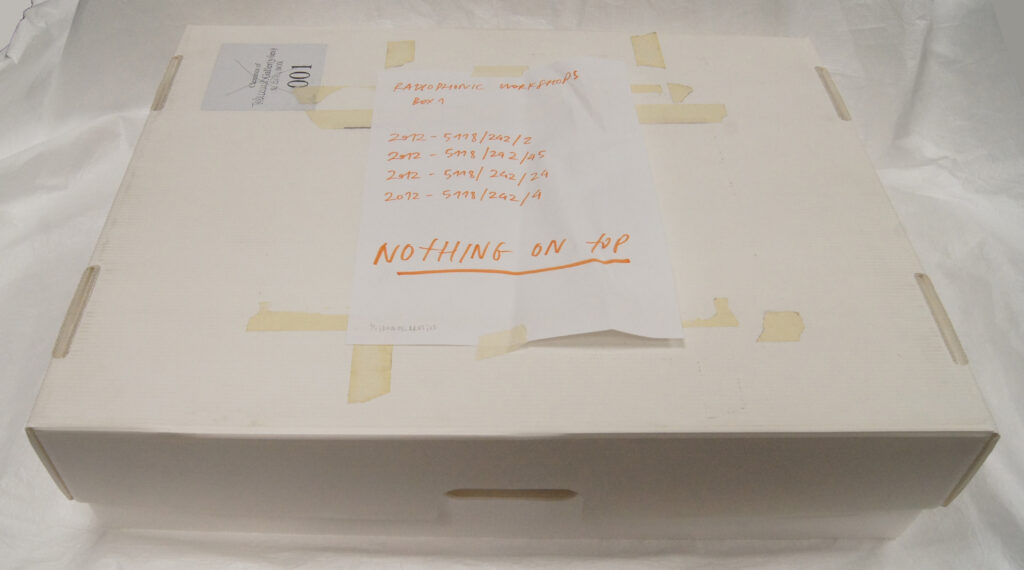 A white box with a label reading 'nothing on top' and 'bbc radiophonic workshop'