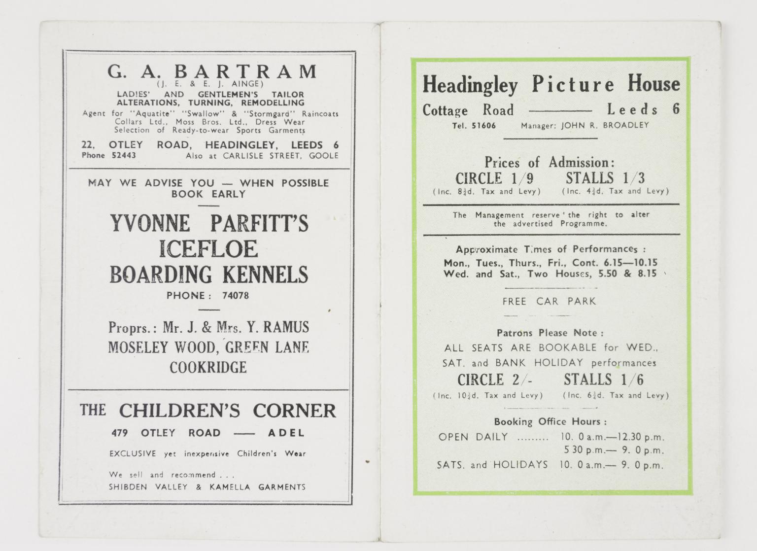 Inside pages with adverts for Leeds businesses