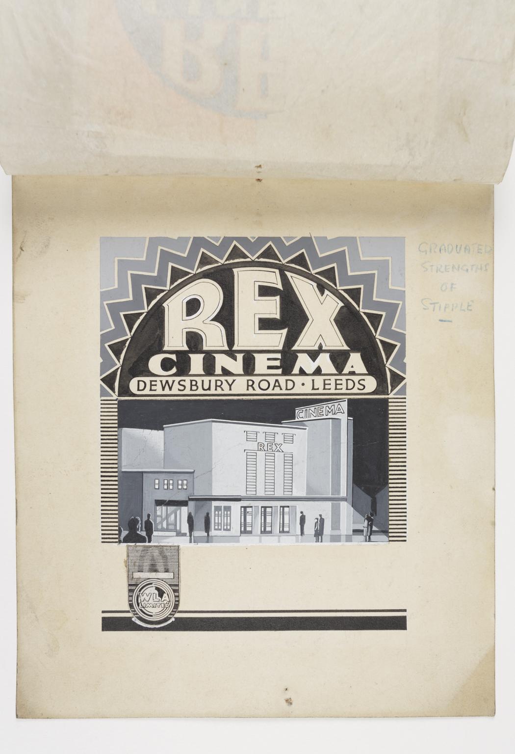 Sketch for Rex Cinema programme with illustration of the building