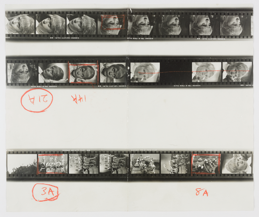 Contact sheet of black and white photos