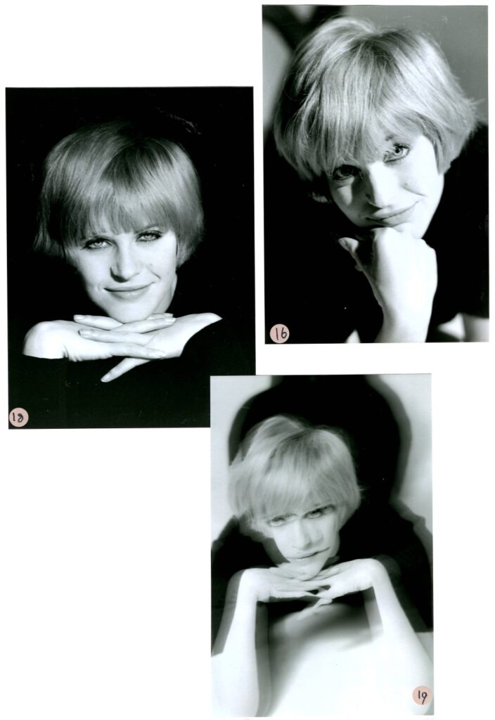 Three headshots of Pauline, one in sharp focus and two slightly out of focus.