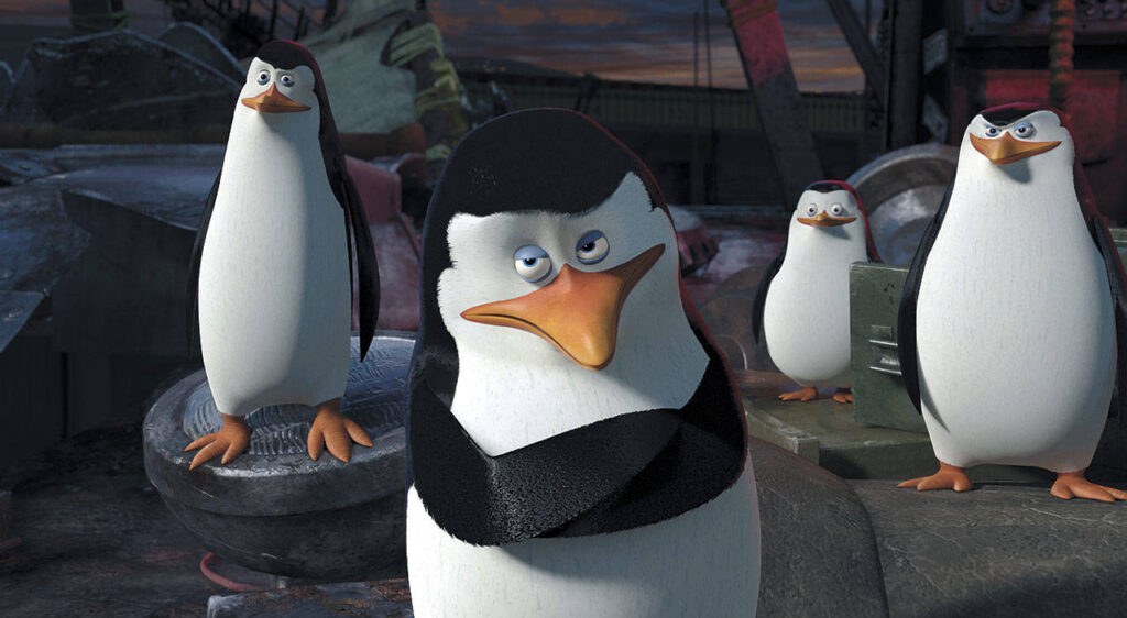 Four animated penguins in the film Madagascar